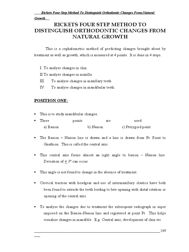 Ricketts Four-Step Orthodontic Analysis | PDF | Orthodontics | Dentistry
