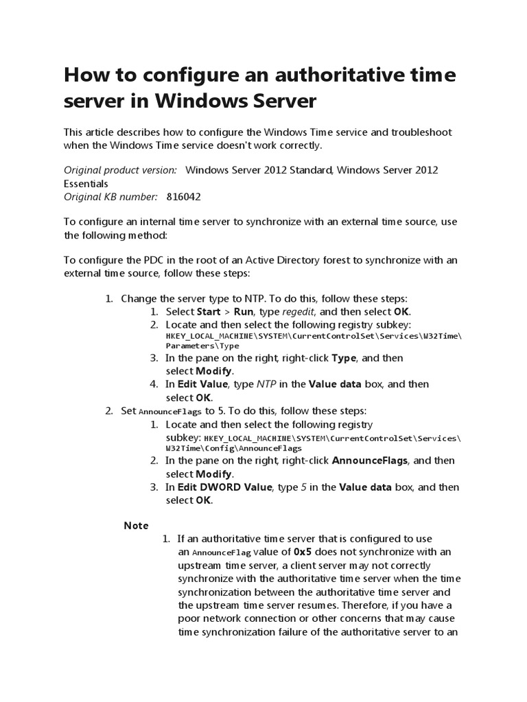 How To Configure An Authoritative Time Server in Windows Server PDF