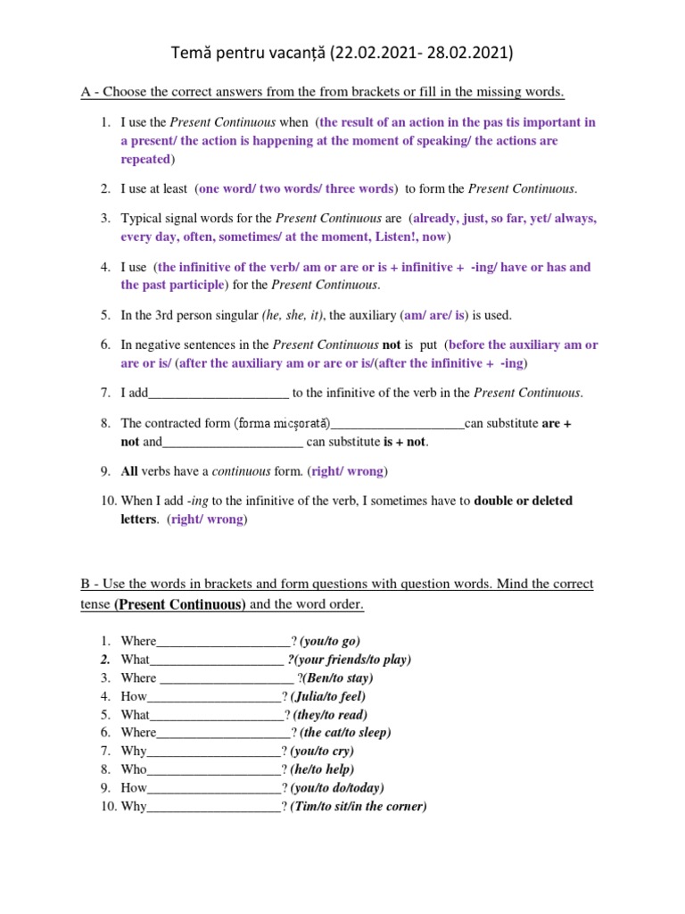 Engleza în Vacanță TEMĂ VACANȚĂ - Engleza | Download Free PDF | Verb | Linguistic Morphology