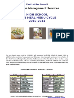 High School Main Meal Menu Cycle 2010-2011: Facilities Management Services