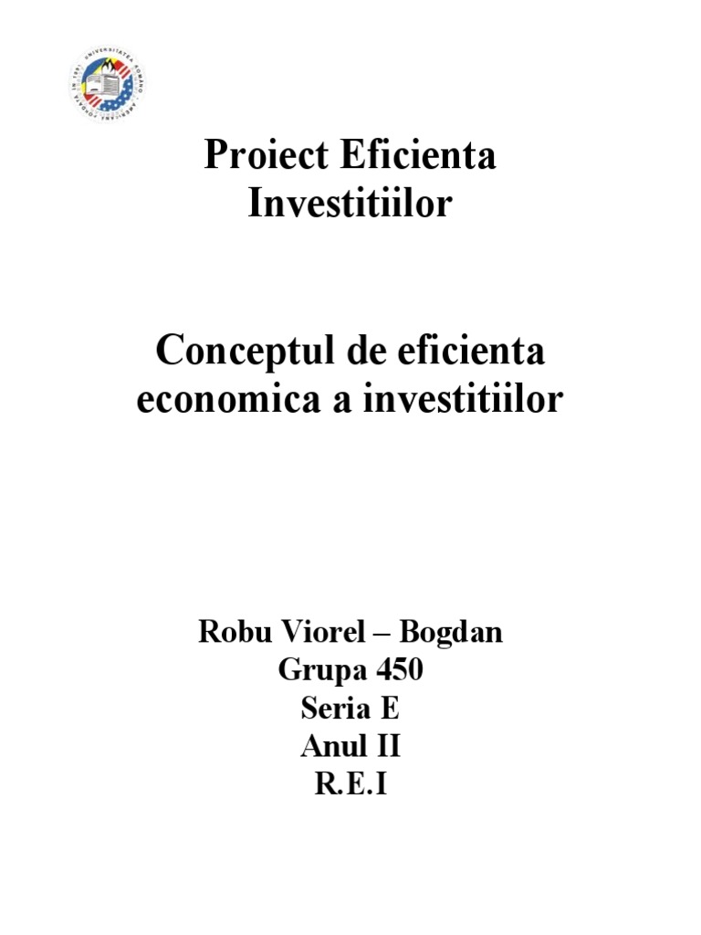 Conceptul de Eficienta Economica A Investitiilor | PDF