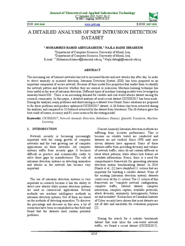 A Detailed Analysis of New Intrusion Detection | PDF | Receiver ...