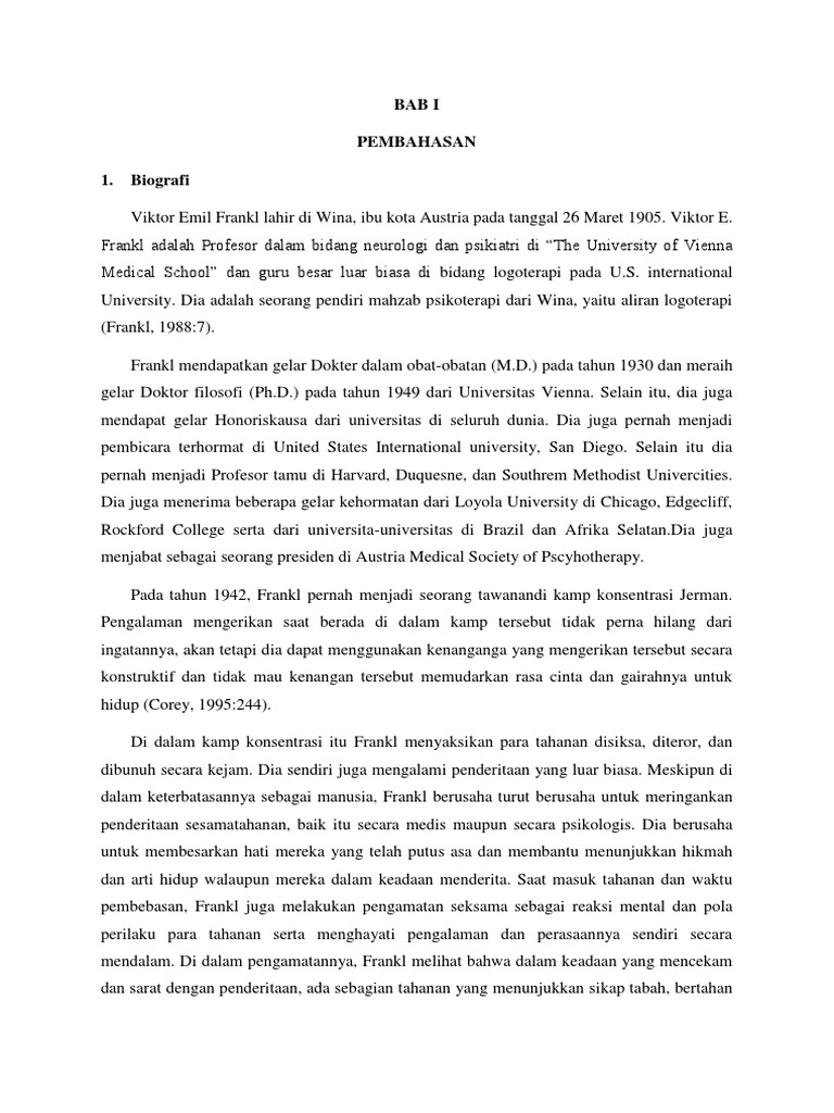 Biografi dan Konsep Logoterapi Frankl | PDF