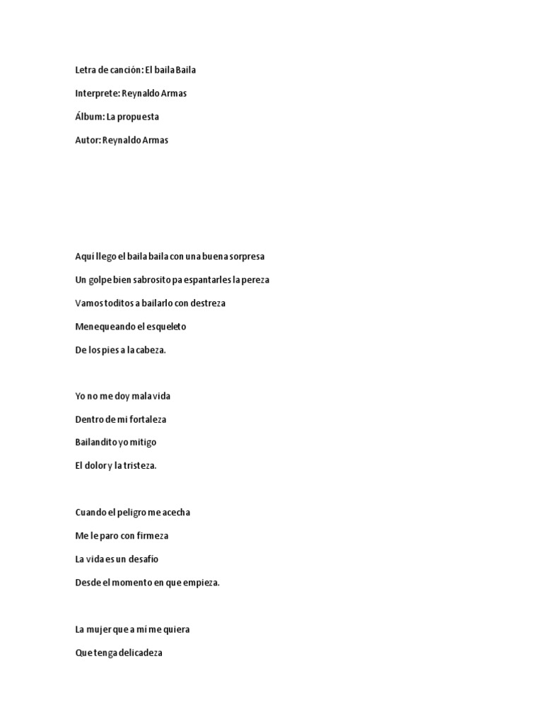 Letra El Baila Baila | PDF