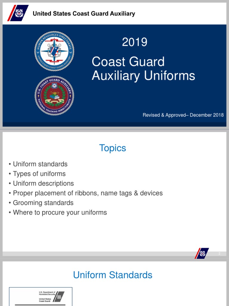 USCGAUX Uniform Presentation01082019 PDF United States Coast Guard
