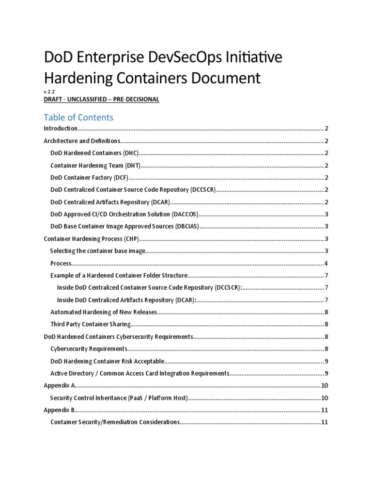 DoD Enterprise DevSecOps Initiative Hardening Container Document v2.3 ...
