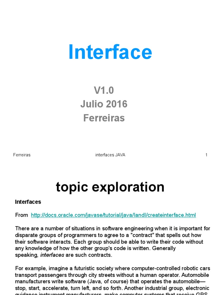 1.7. Interface en Java | PDF | Interface (Computing) | Java ...