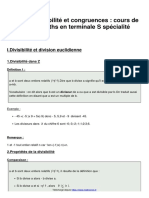 Divisibilite Et Congruences Cours de Maths en Terminale S Specialite