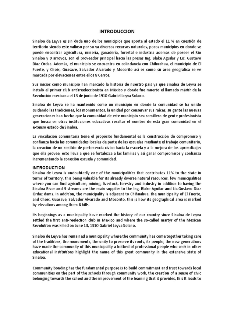 Monografia Sinaloa de Leyva | PDF | Agricultura | Educación religiosa