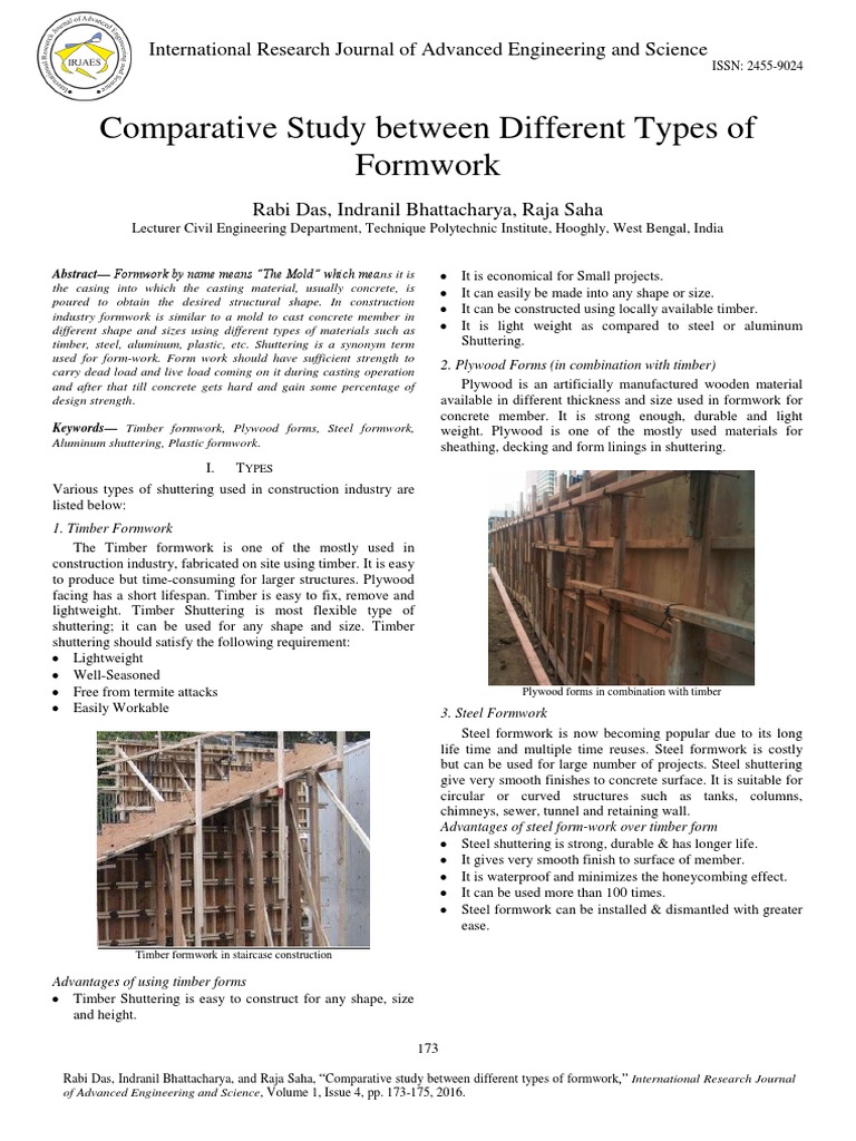 Comparative Study of Formwork Types | PDF | Civil Engineering ...