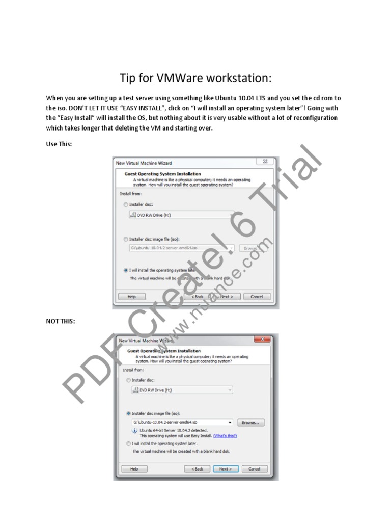 VMWare Workstation Setup Tips | PDF