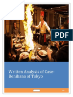 Written Analysis of Case-Benihana of Tokyo