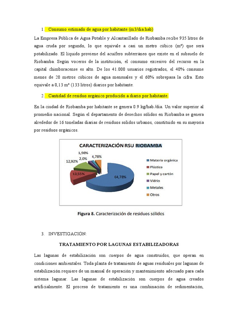 Consumo y tratamiento de agua en Riobamba | PDF | Aguas residuales | Agua