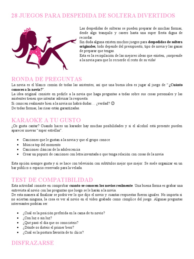 Juegos para Despedida de Soltera | PDF | Bebidas, image size:768x1024