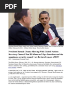 President Barack Obama Meeting With United Nations Secretary General Ban Ki-Moon