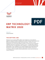 Erp Technology Value MATRIX 2020: T He Bott Om Line
