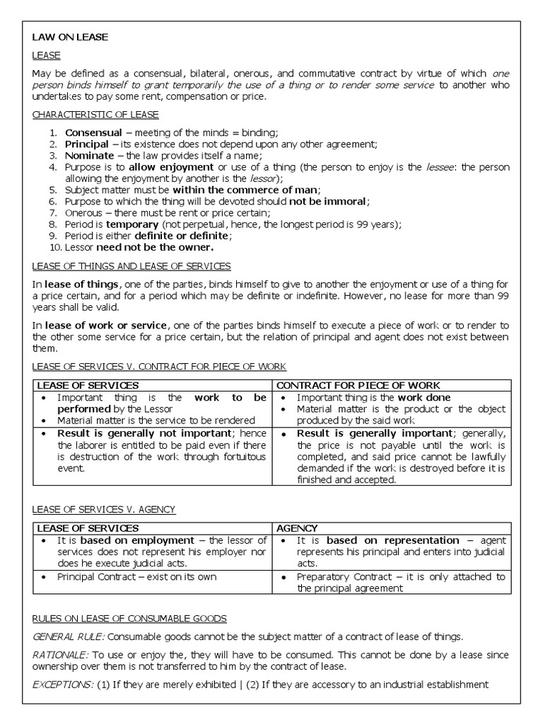 Comprehensive Guide to Lease Law | PDF