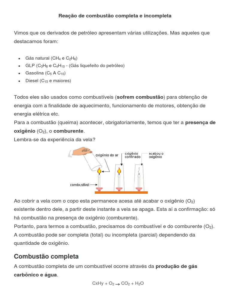Combustão Completa E Incompleta – MTYQWW