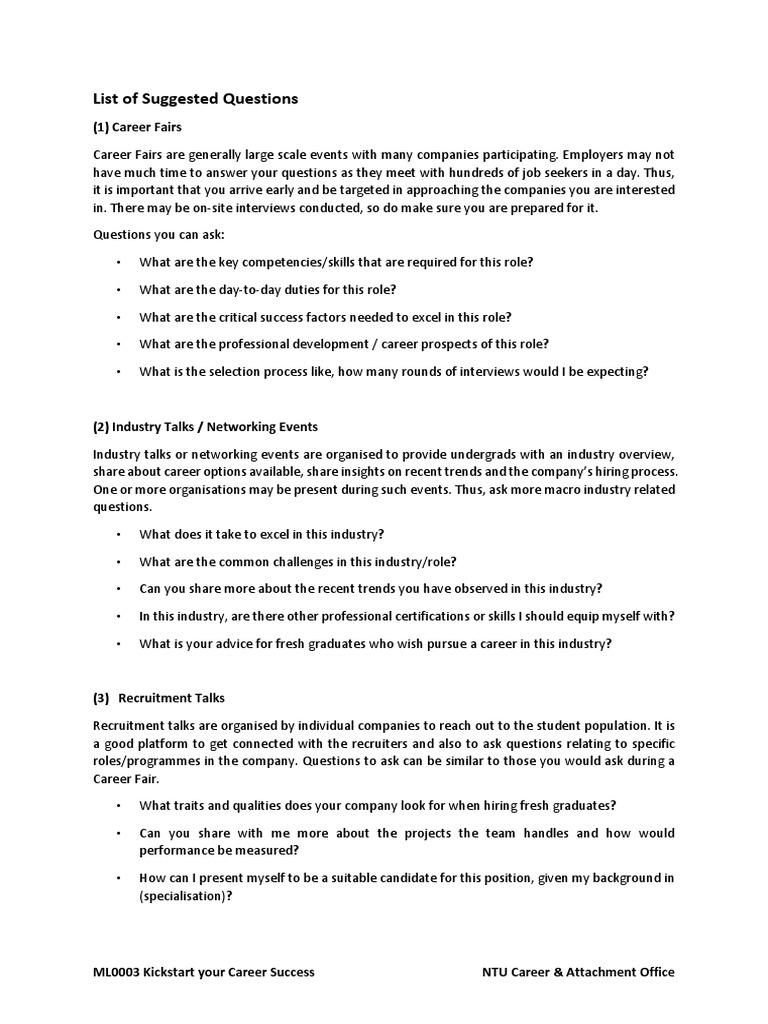 Essential Questions for Career Events | PDF | Recruitment | Human Nature