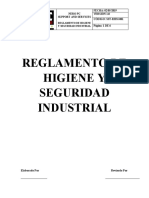 Sst-Rhsi-001 Reglamento de Higiene y Seguridad Industrial