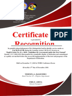 Certificate of Recognition TNHS Facilitators