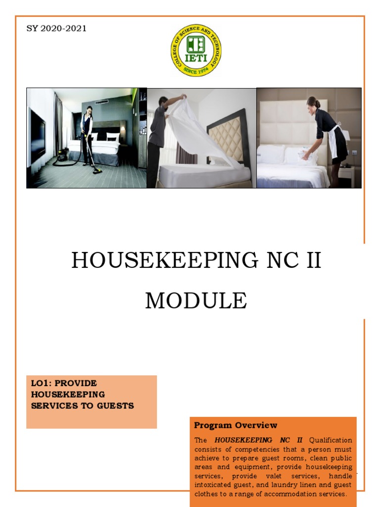 Housekeeping NC Ii Lo1 Provide Housekeeping Services To Guests PDF