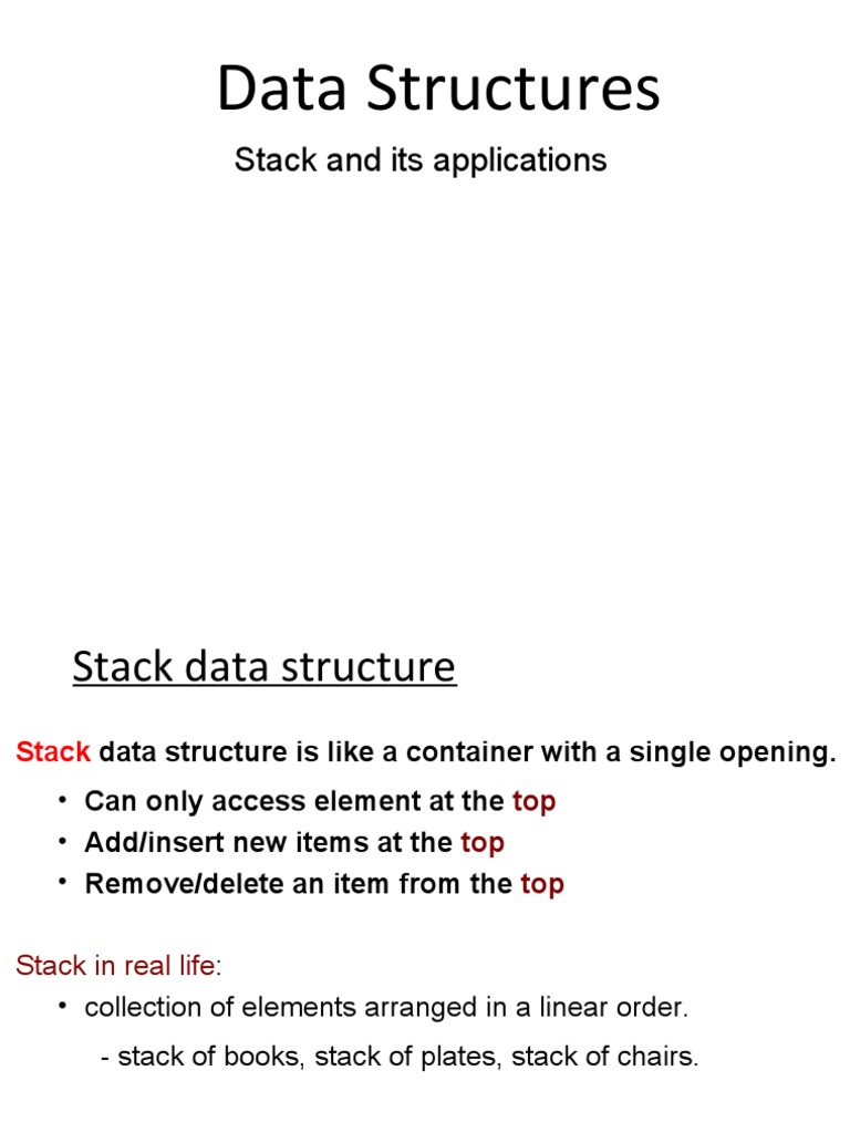 Data Structures: Stack and Its Applications | PDF | Computer ...