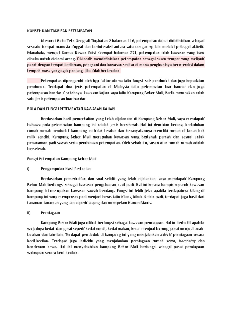 Konsep Dan Takrifan Petempatan Pdf