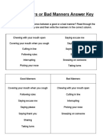 Good Manners or Bad Manners Answer Key