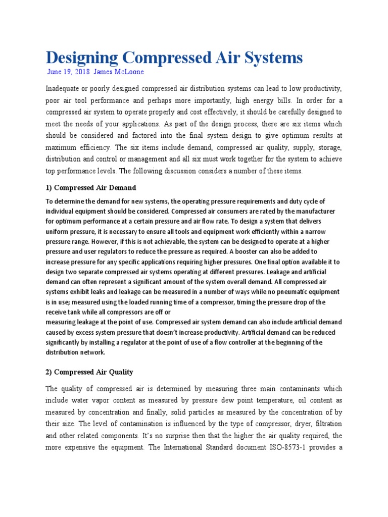 Designing Compressed Air Systems | PDF