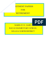 Pertinent Papers FOR Retirement: Marilou D. Jamin Bauan Elementary School Solana North District