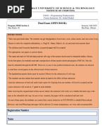 Final Exam (OPEN BOOK) : Kohat University of Science & Technology Institute of Computing