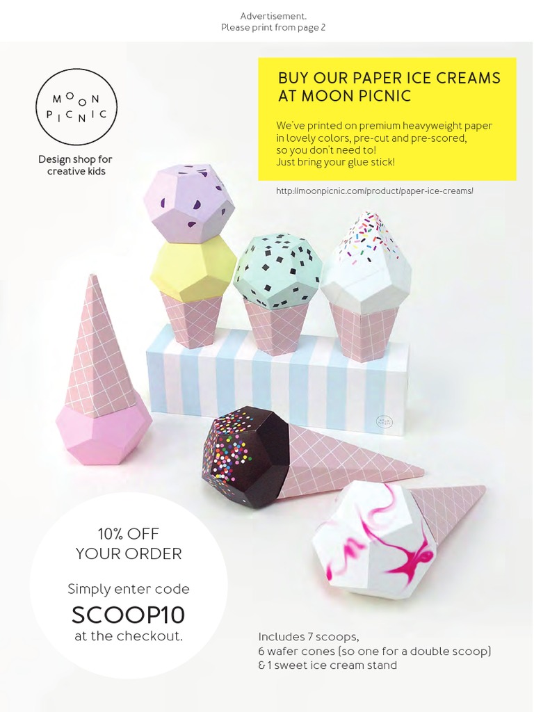 Mrprintables Paper Ice Cream Cones 2016 | PDF