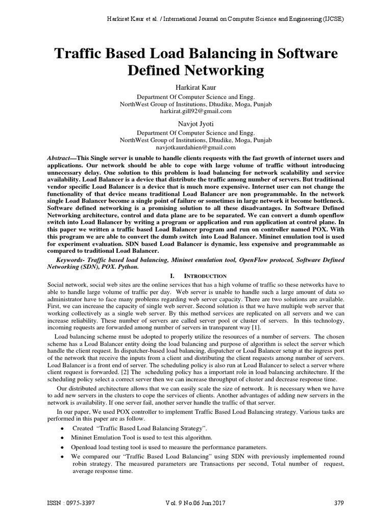 Traffic-Based Load Balancing in SDN | PDF | Load Balancing (Computing ...