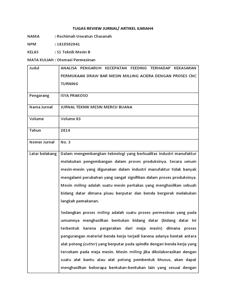 Review Jurnal Teknik Mesin PDF