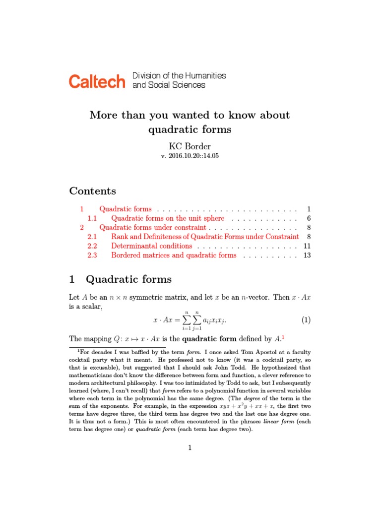 Understanding Quadratic Forms | PDF | Eigenvalues And Eigenvectors ...