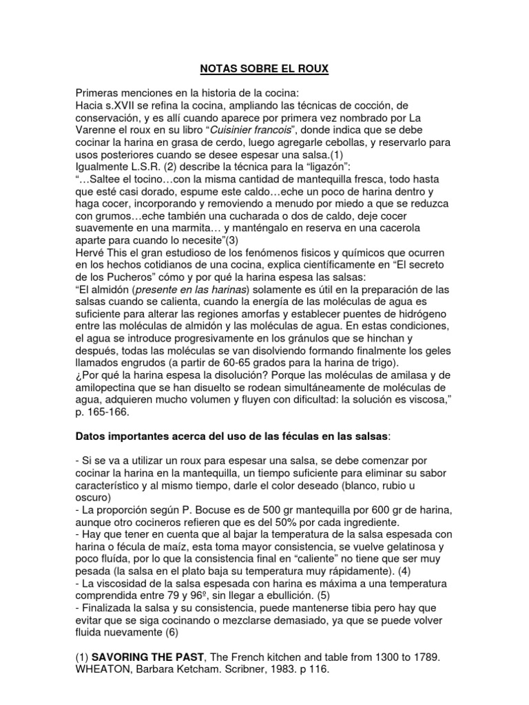 Guía Completa del Roux en Cocina | PDF | Salsa | Almidón