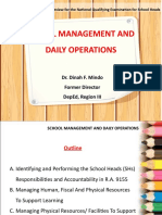 School Management and Daily Operations: Dr. Dinah F. Mindo Former Director Deped, Region Iii