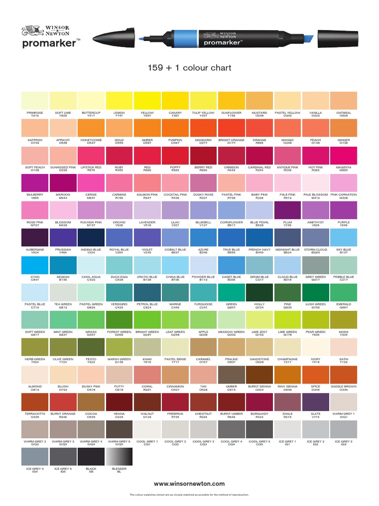 Promarker Colour Chart 2019 PDF Blue Qualia
