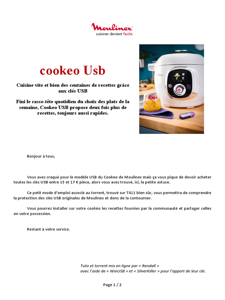 Tuto Cookeo | PDF | Sauvegarde (Informatique) | Clé USB