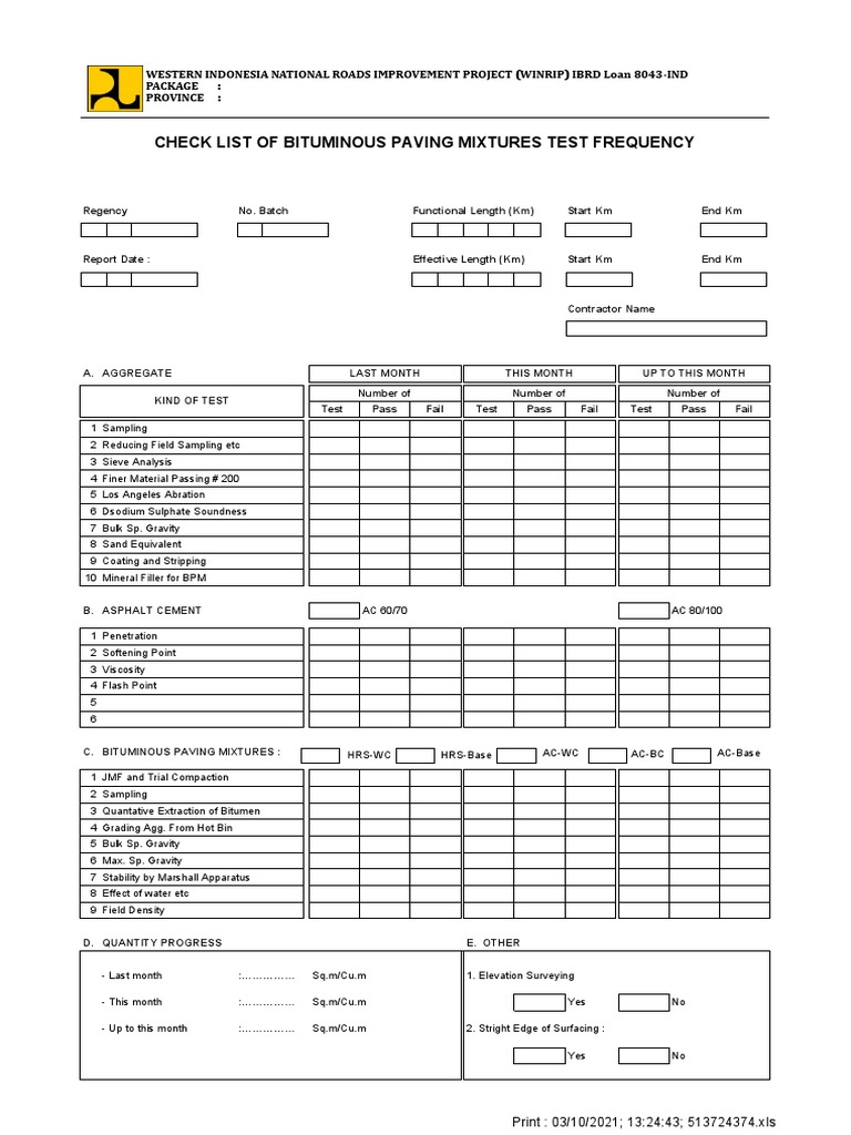 6 Checklist of Bituminous Paving Mxture of PDF