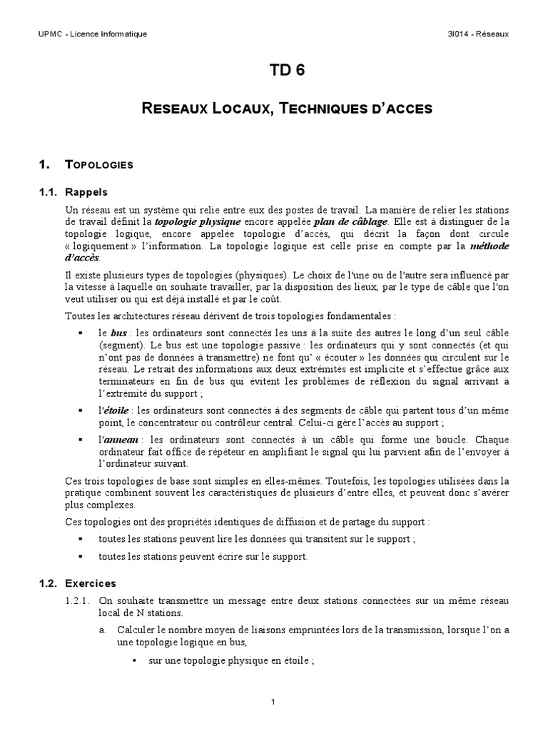 Topologies et Accès Réseaux Locaux | PDF | Topologie de réseau | Ethernet