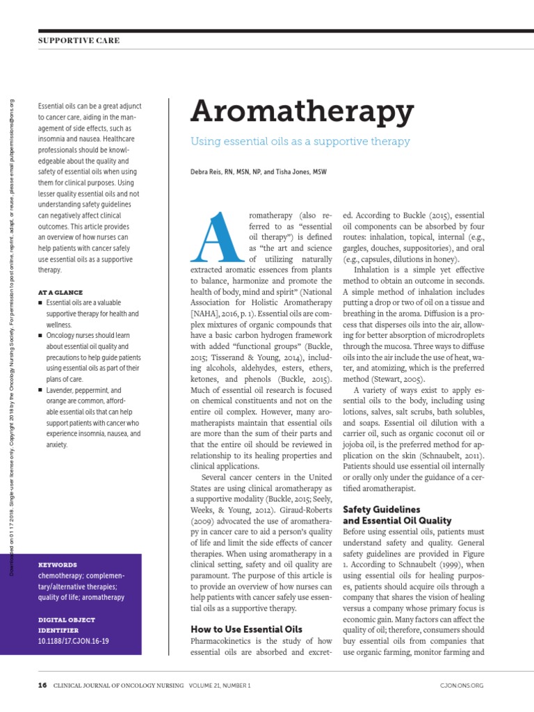 Aromatherapy Using Essential Oils As A Supportive Therapy PDF