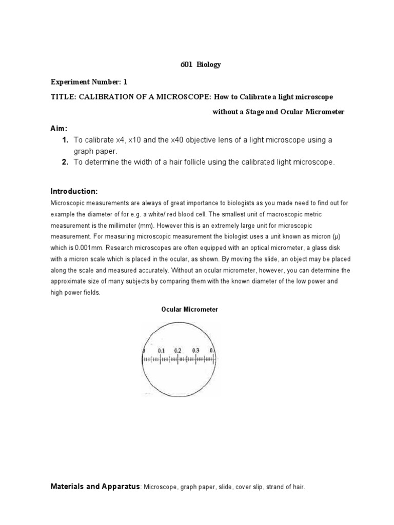 Calibration of Microscope - 2019 | PDF | Micrometre | Human Eye