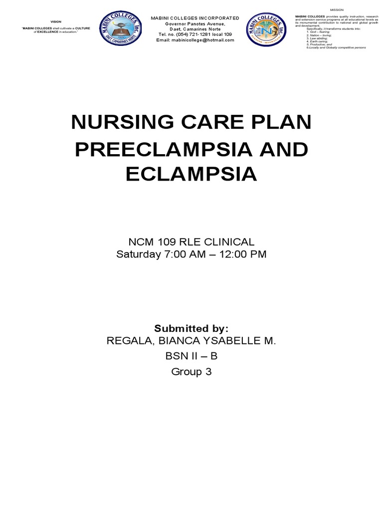 NCP Preeclampsia and Eclampsia PDF Blood Pressure Shock (Circulatory)