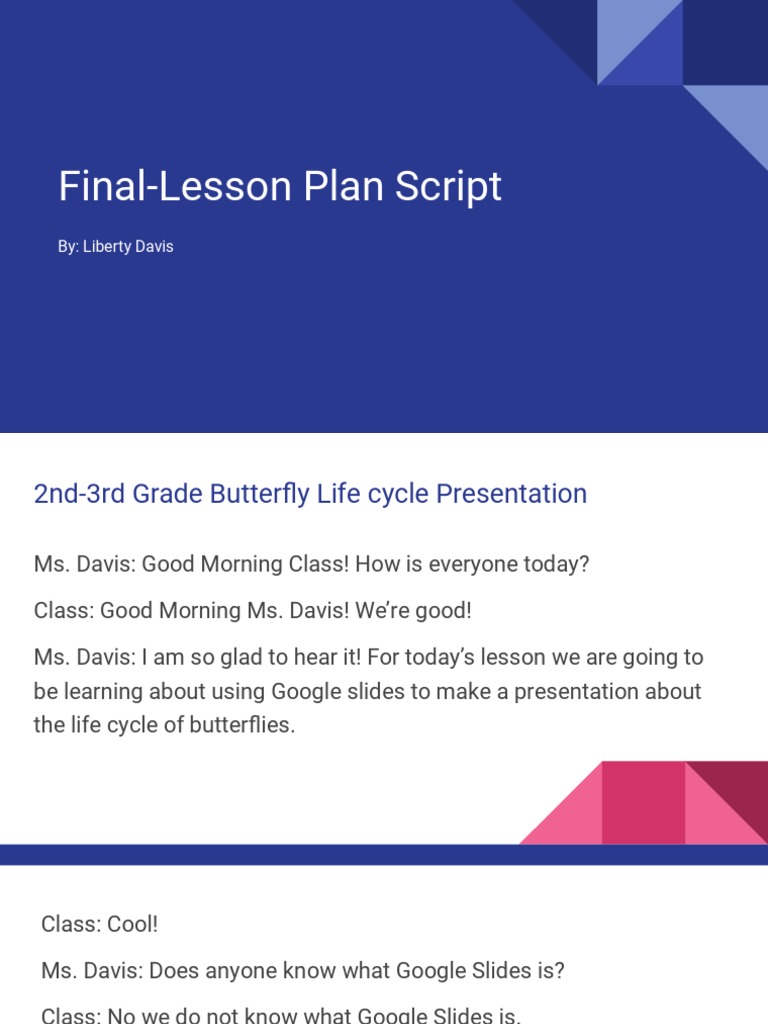 Final-Lesson Plan Script: By: Liberty Davis | PDF | Pupa | Butterfly