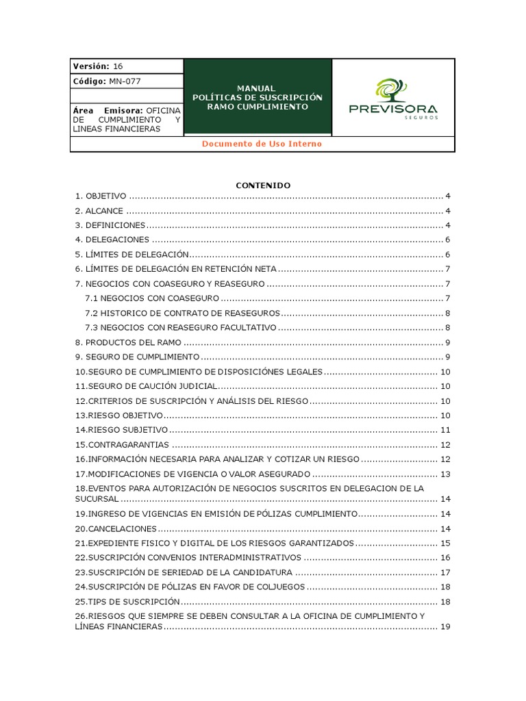 Manual de Cumplimiento Actualizado | PDF | Póliza de seguros | Reaseguro