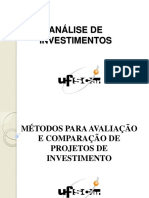 7 - Métodos para avaliação e comparação de projetos de investimento (1)