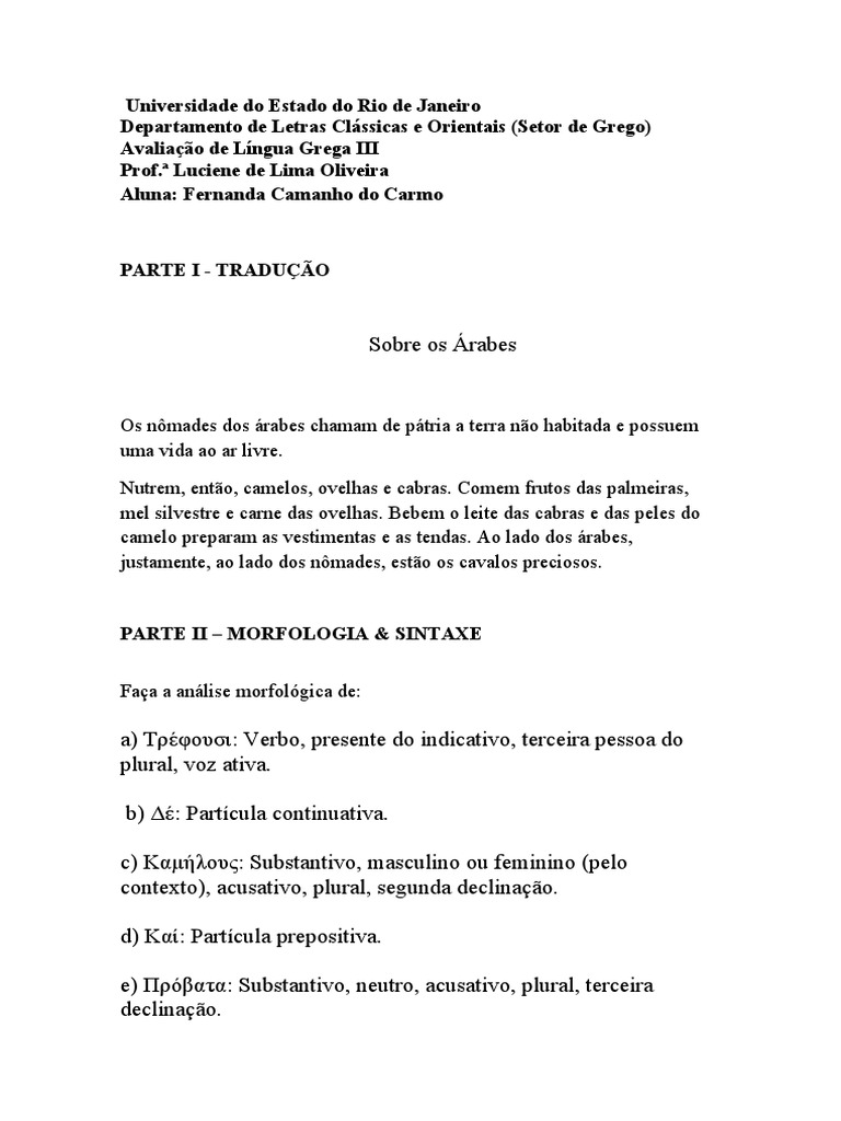 Prova Grego Pdf Substantivo Assunto Gramática
