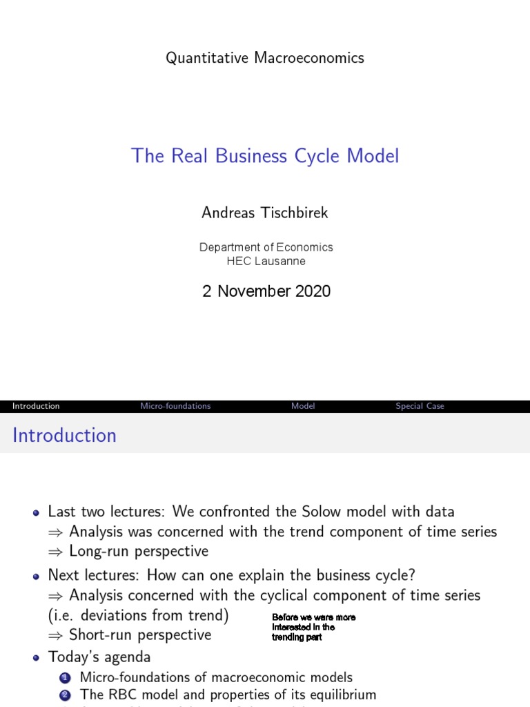 The Real Business Cycle Model: Quantitative Macroeconomics | PDF ...